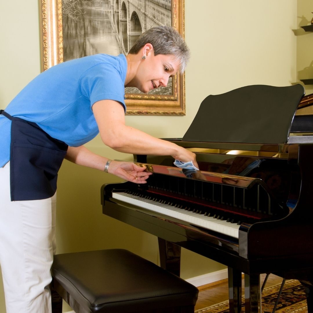 cleaning a piano